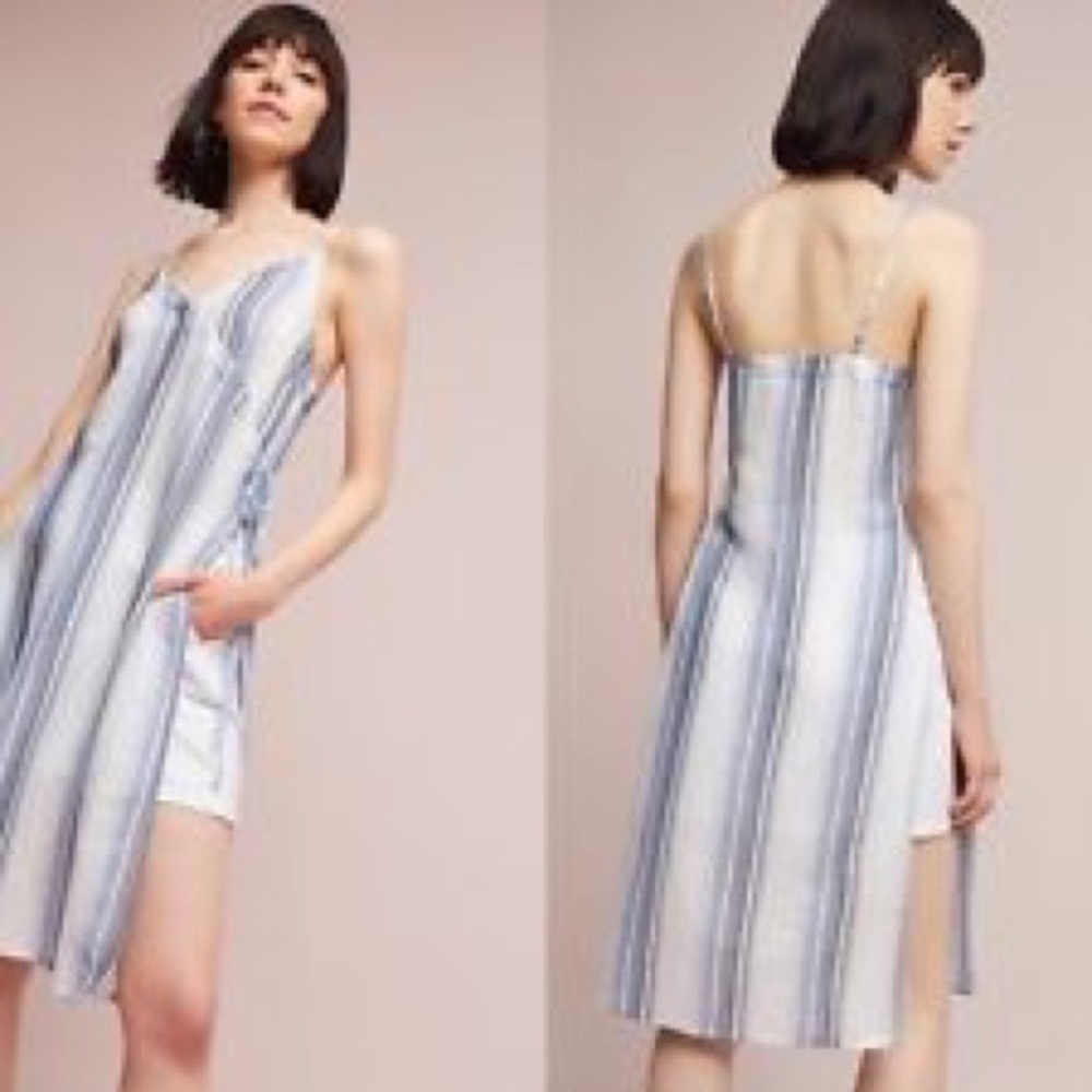 Anthro Akemi + Kin Blue Striped Cross Over Tunic